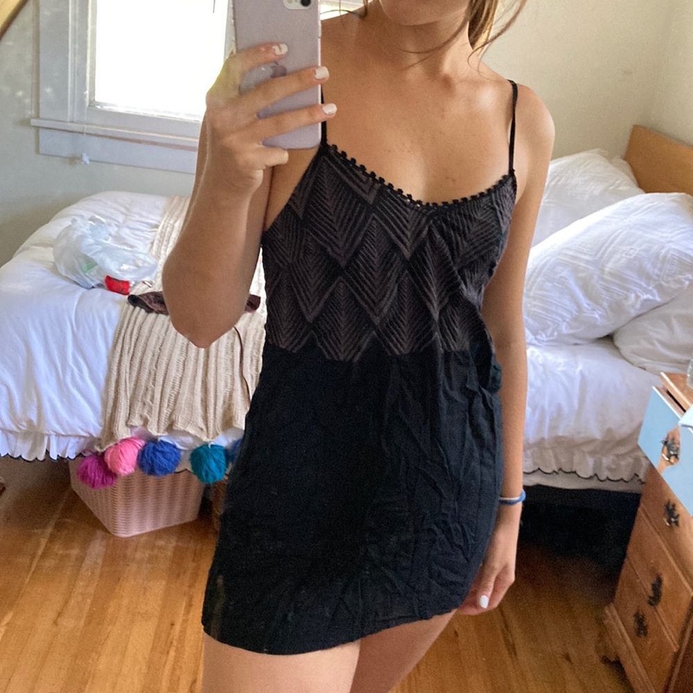 XS black cotton slip